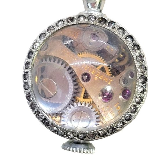 Stunning womens Swiss Imperial 17 jewel self-winding Ball brooch Pin Vintage main image 5